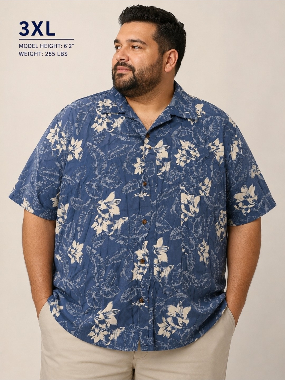 Margaritaville Blue & Cream Floral Camp Shirt